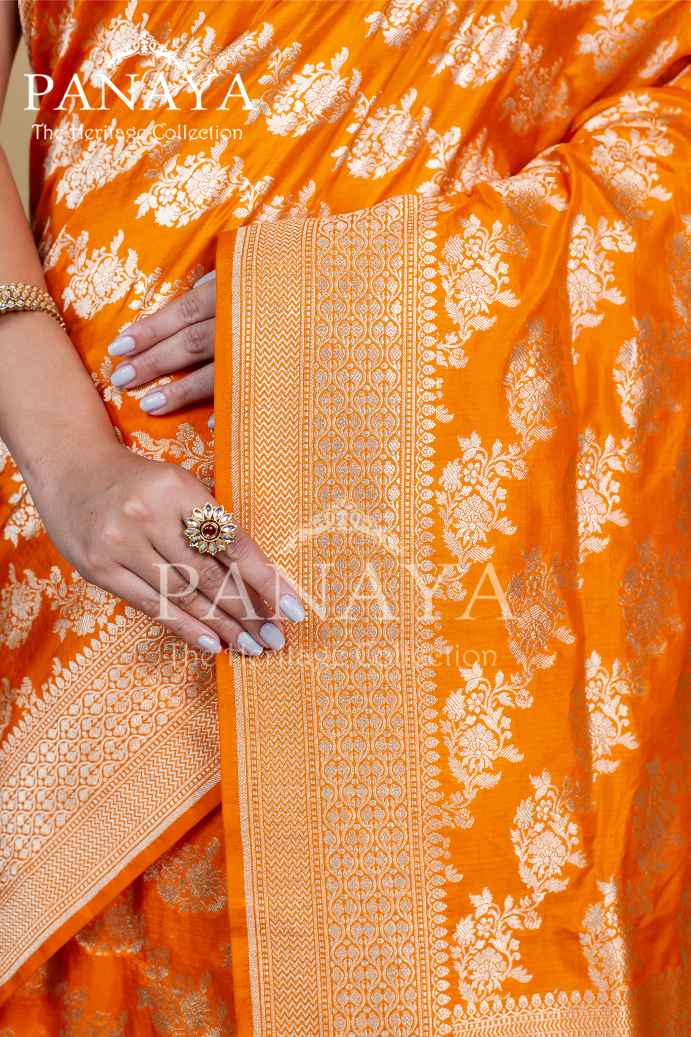 Handloom Cut Work Banarasi Border And Anchal Zaal Design