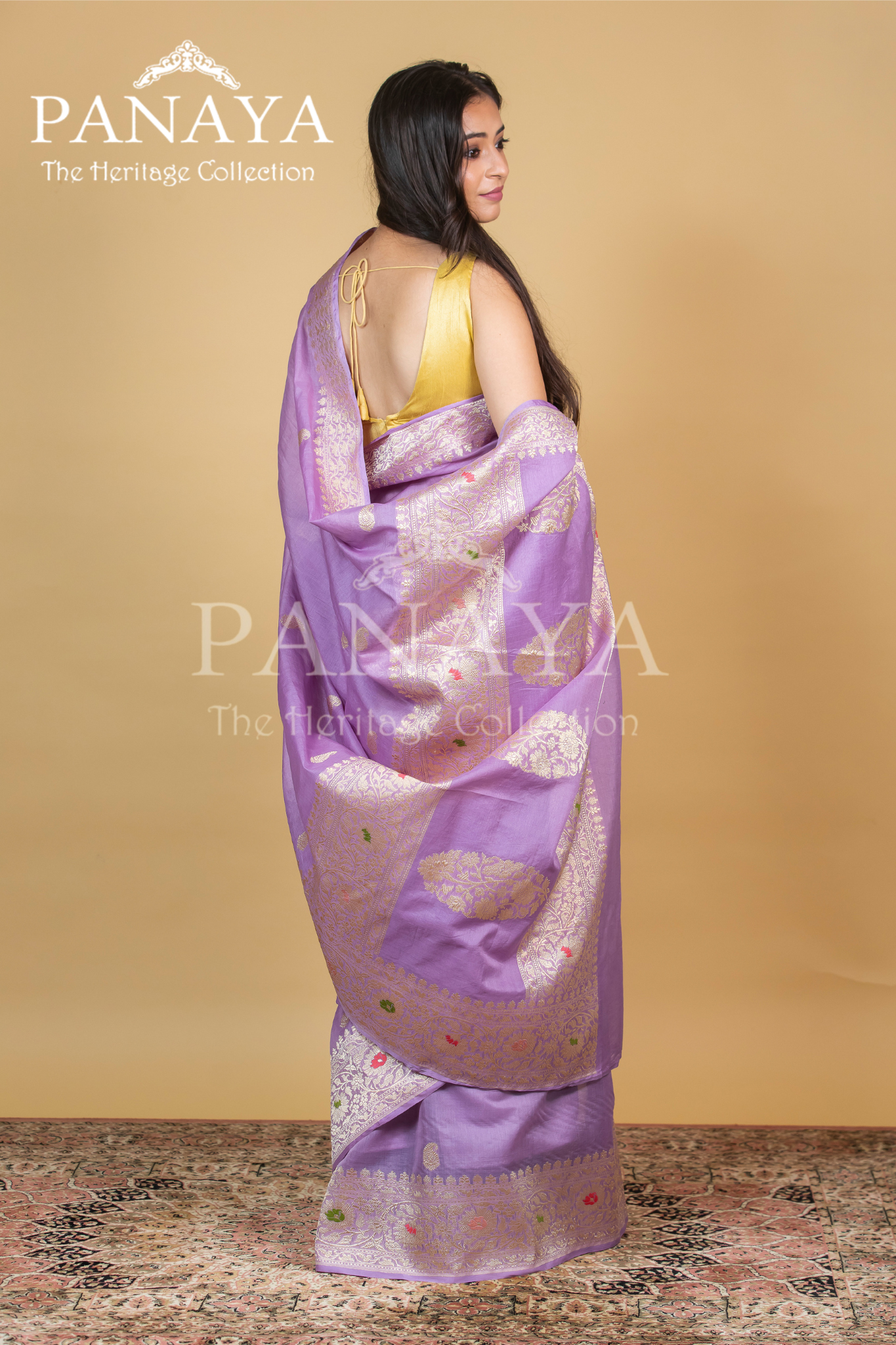 Kora Silk Kairi Buti With Gold Zari Meenakari Anchal And Border