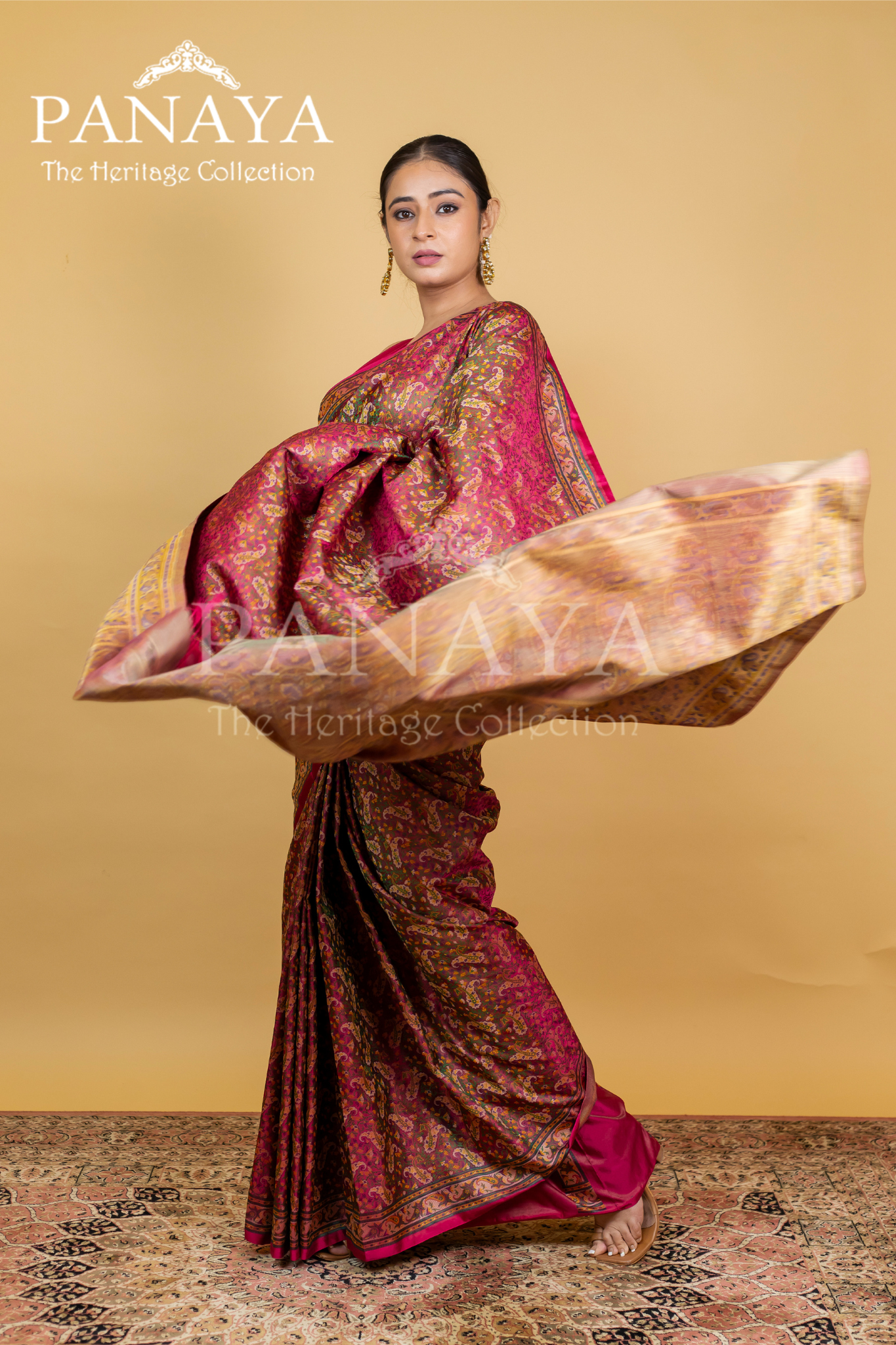Katan Silk Banarasi Paigly Design With Four Color Resham Meenakari Work