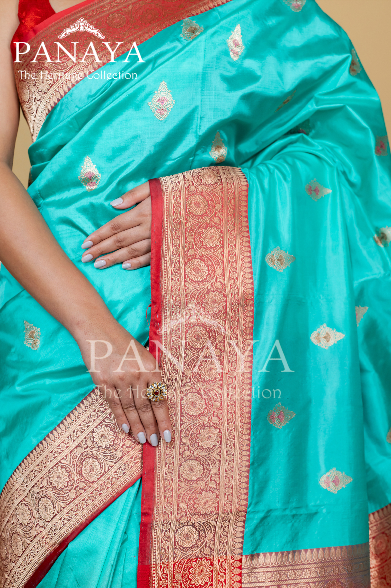 Banarasi Border And Anchal With Meenakari Work And Buti