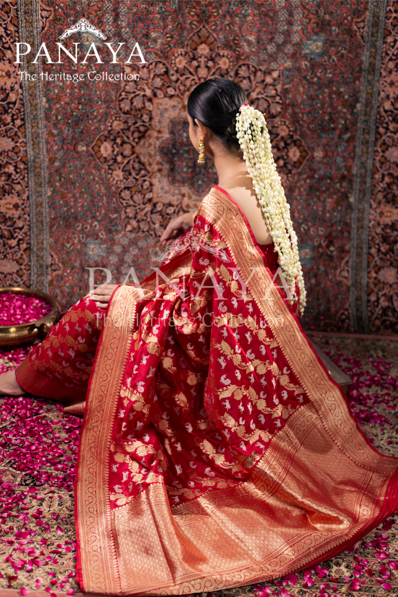 Banrasi Handloom With Shikargah Pattern Zaal Work With Gold And Silver Zari Work