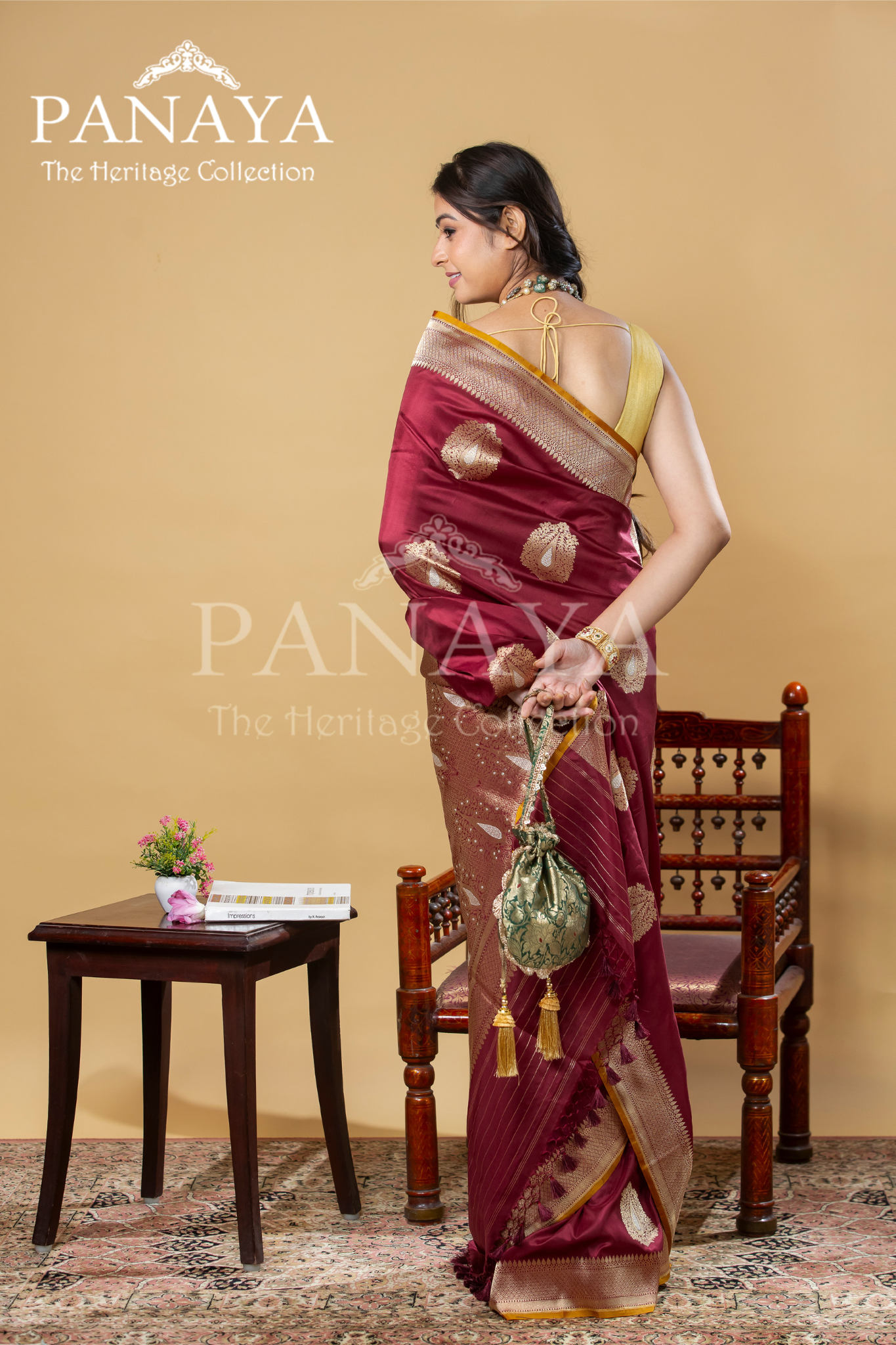 Katan Silk With Royal Buta With Gold And Silver Zari Work