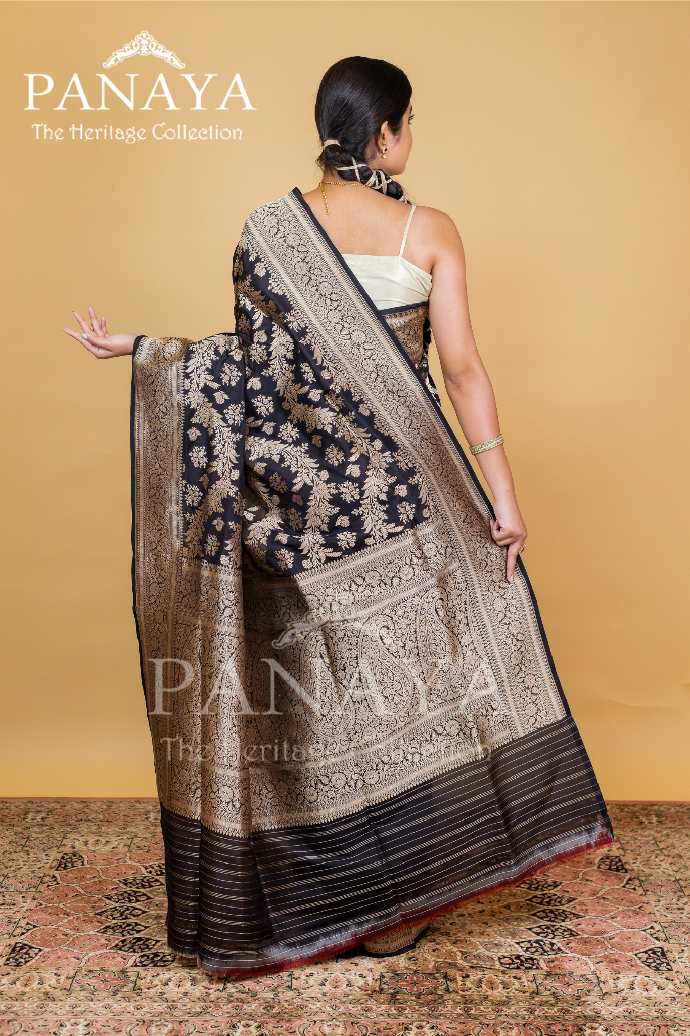 Katan Silk Zaal Design With Gold Zari Banarasi Anchal Border Design