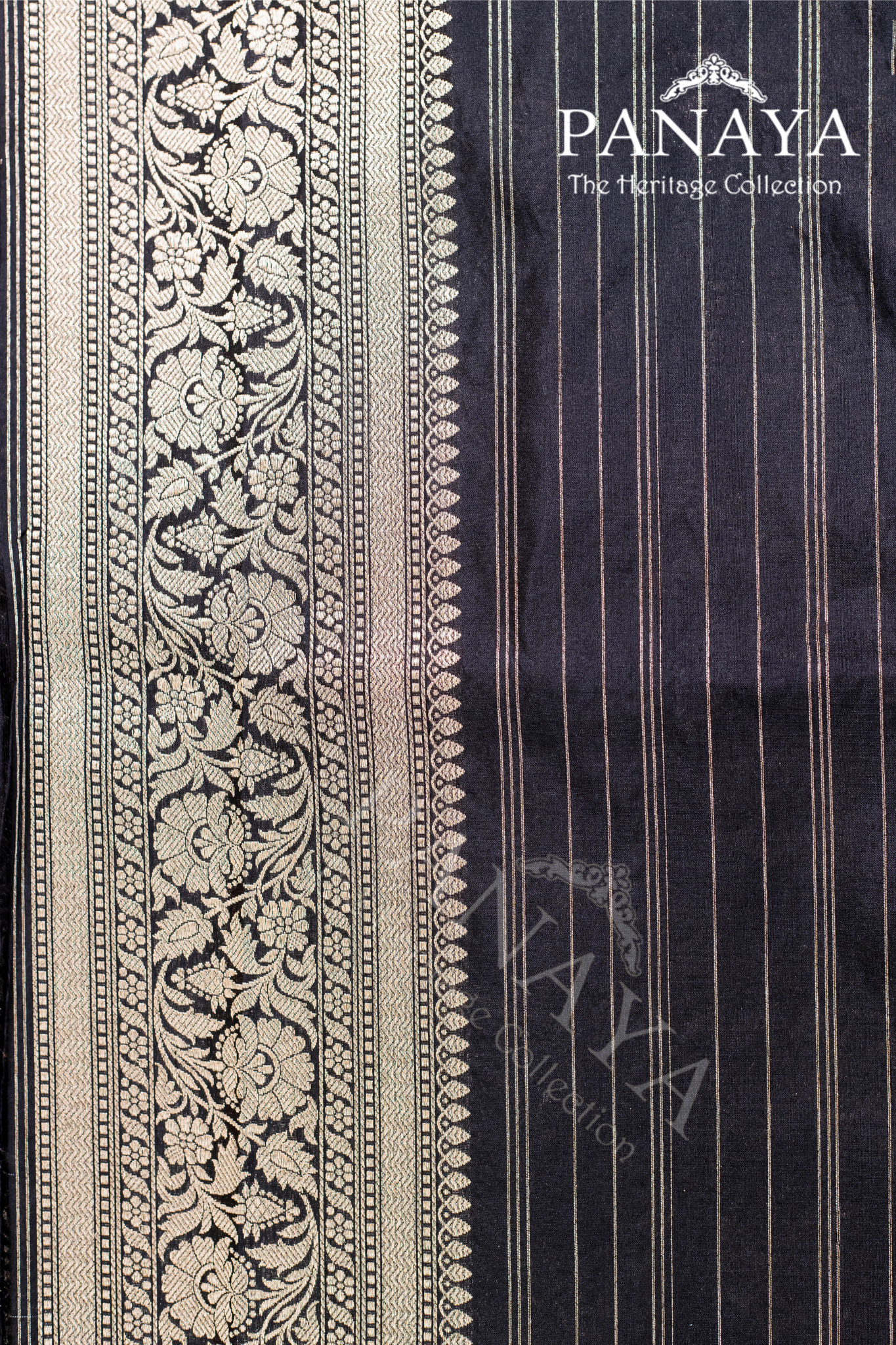 Katan Silk Zaal Design With Gold Zari Banarasi Anchal Border Design