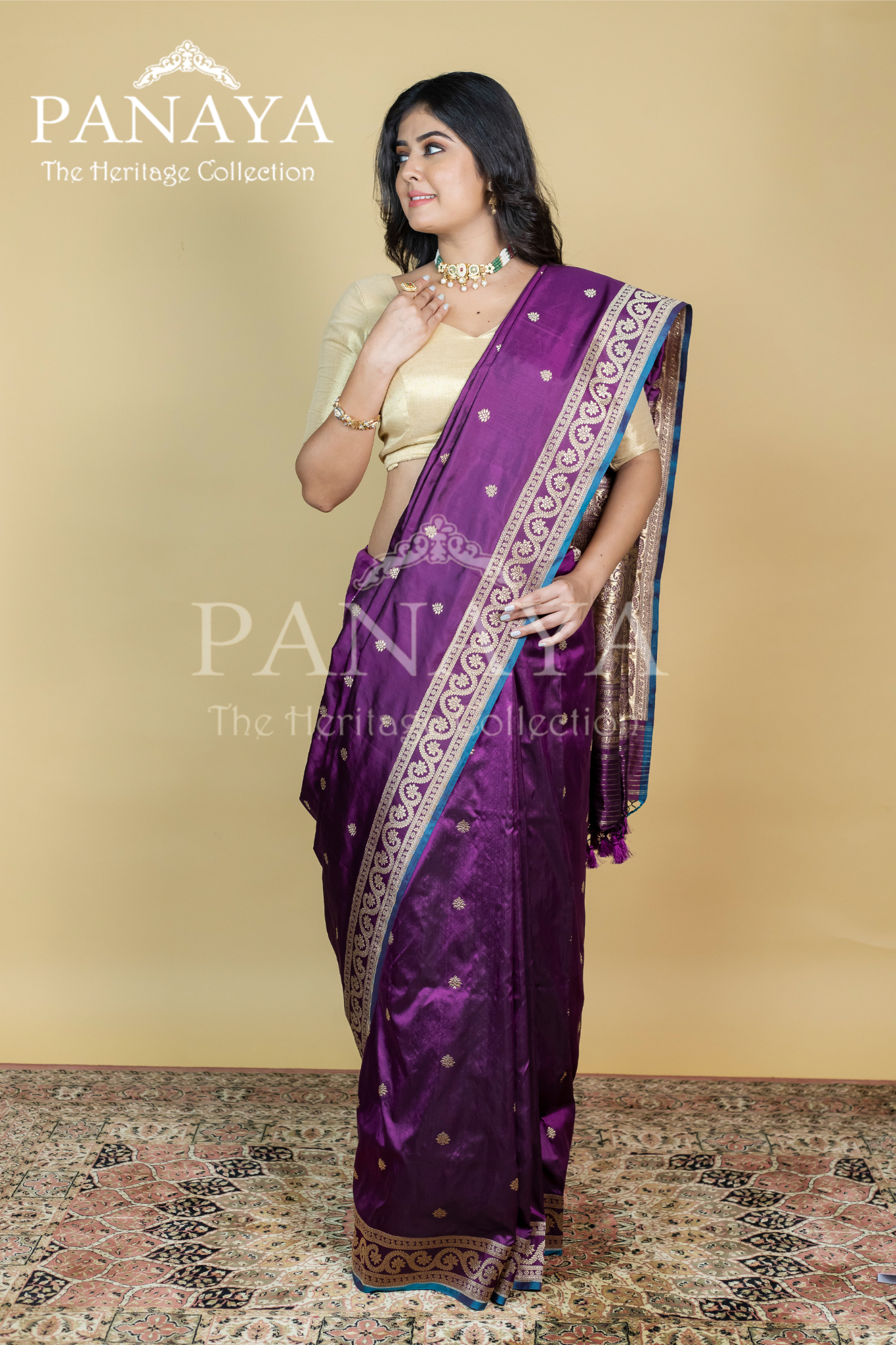 Handloom, Katan Silk With Darbar Anchal, Zari Gold Work Border