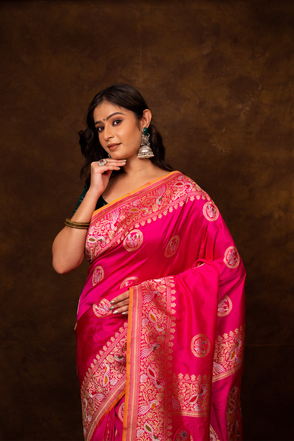 Pink Saree Katan Silk Handwoven - Panaya 