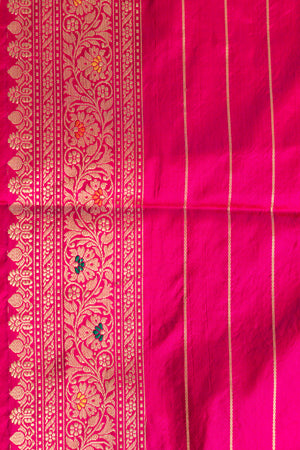 Hot Pink Katan Silk Saree — Kadwa Meena Jaal