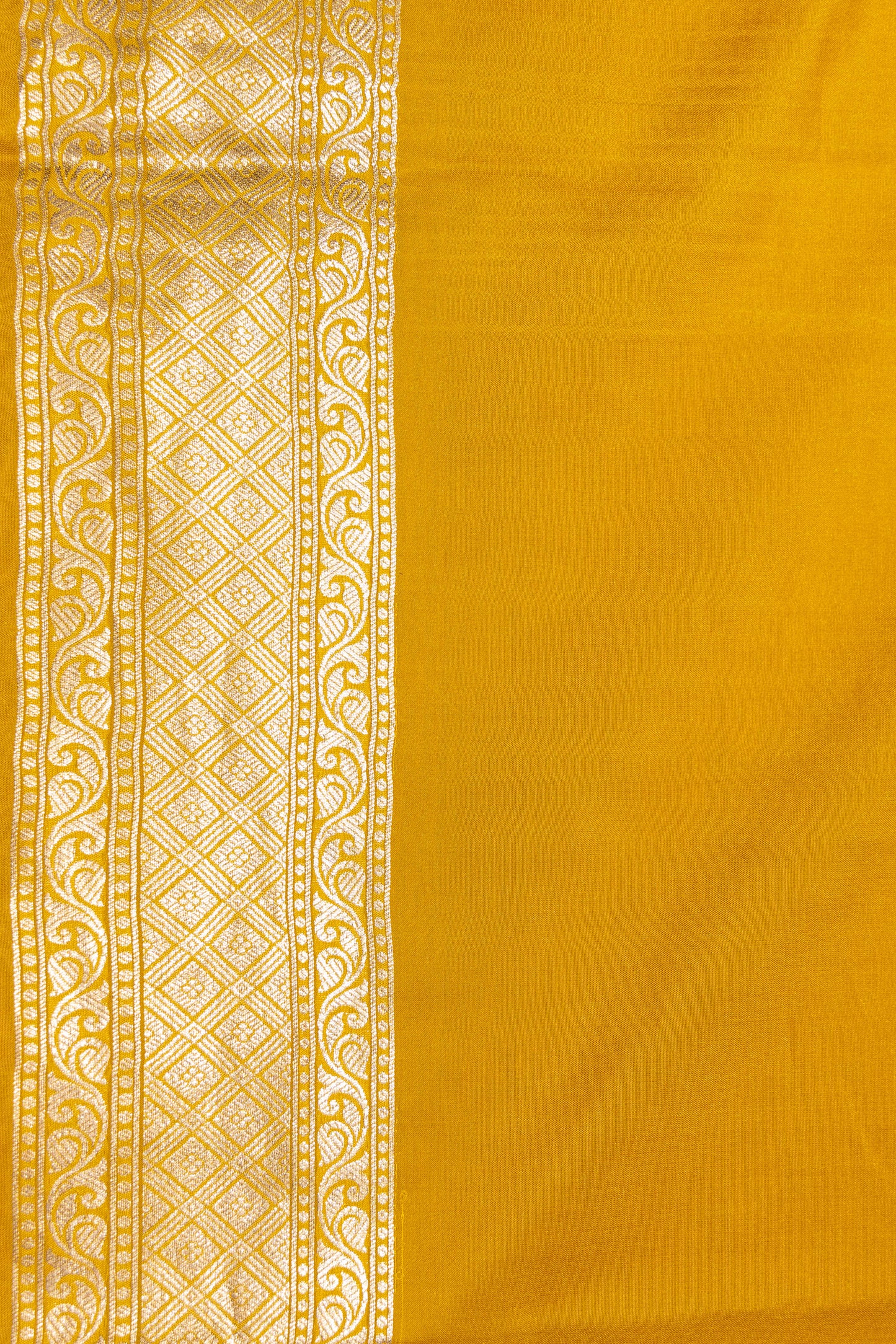 Yellow Handwoven Cutwork Katan Silk Saree - Panaya