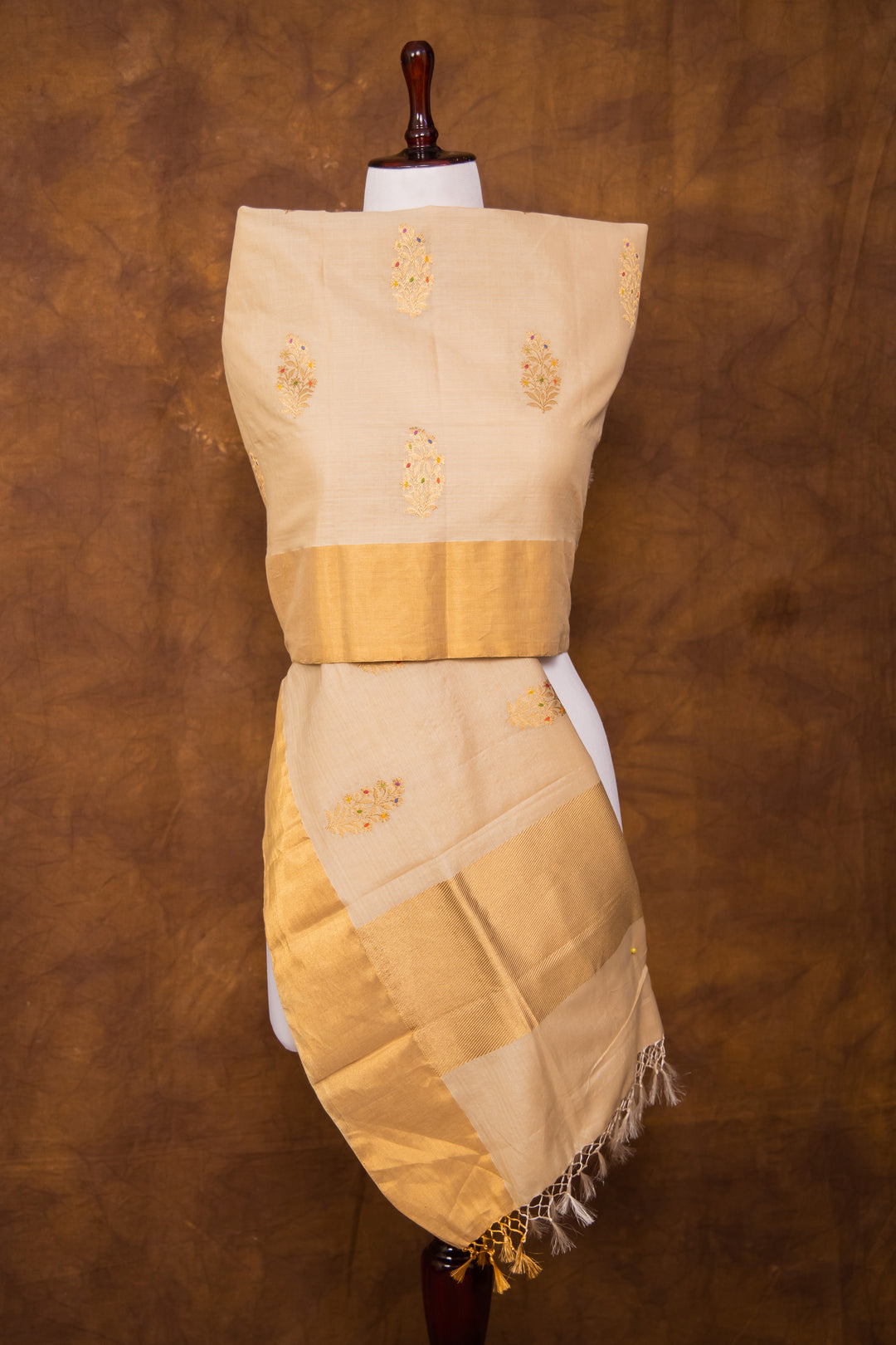 Offwhite Dupatta Silk by Cotton - Panaya 
