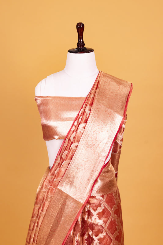 Red Tissue Pure Silk Dyed Saree