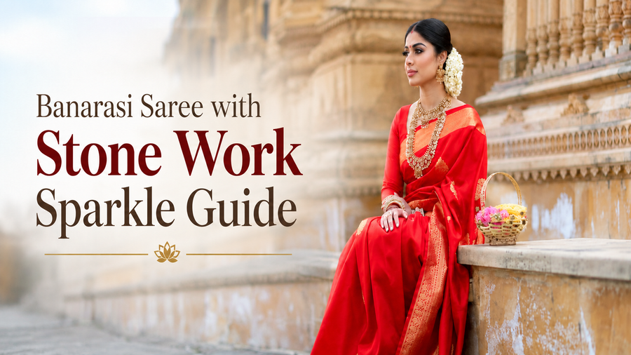 Banarasi Saree with Stone Work Sparkle  Guide