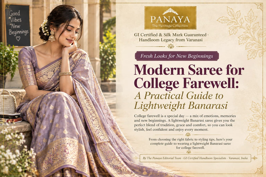  Modern lightweight Banarasi saree for college farewell