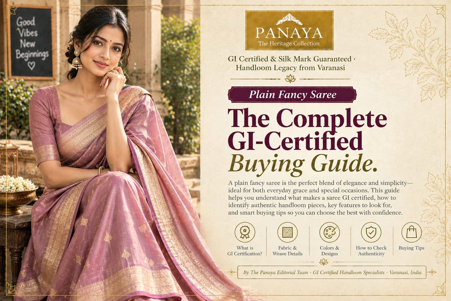 Plain fancy Banarasi saree GI-certified buying guide.