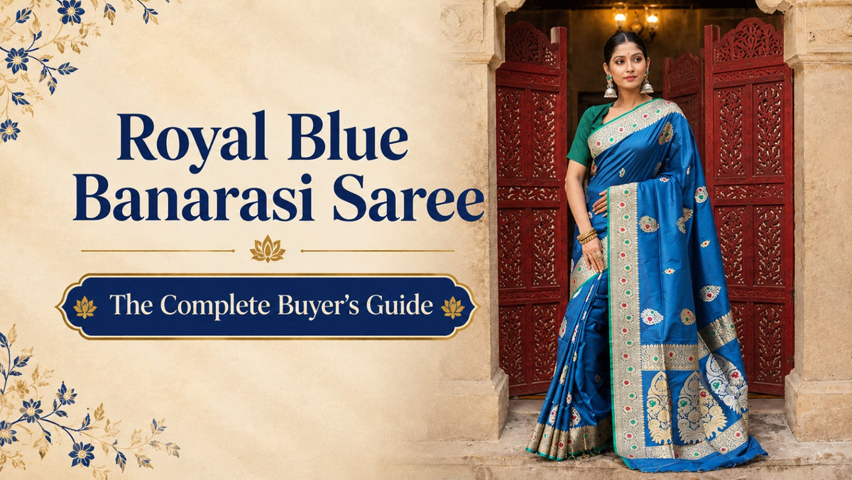  Royal Blue Banarasi Silk Saree – The Panaya 