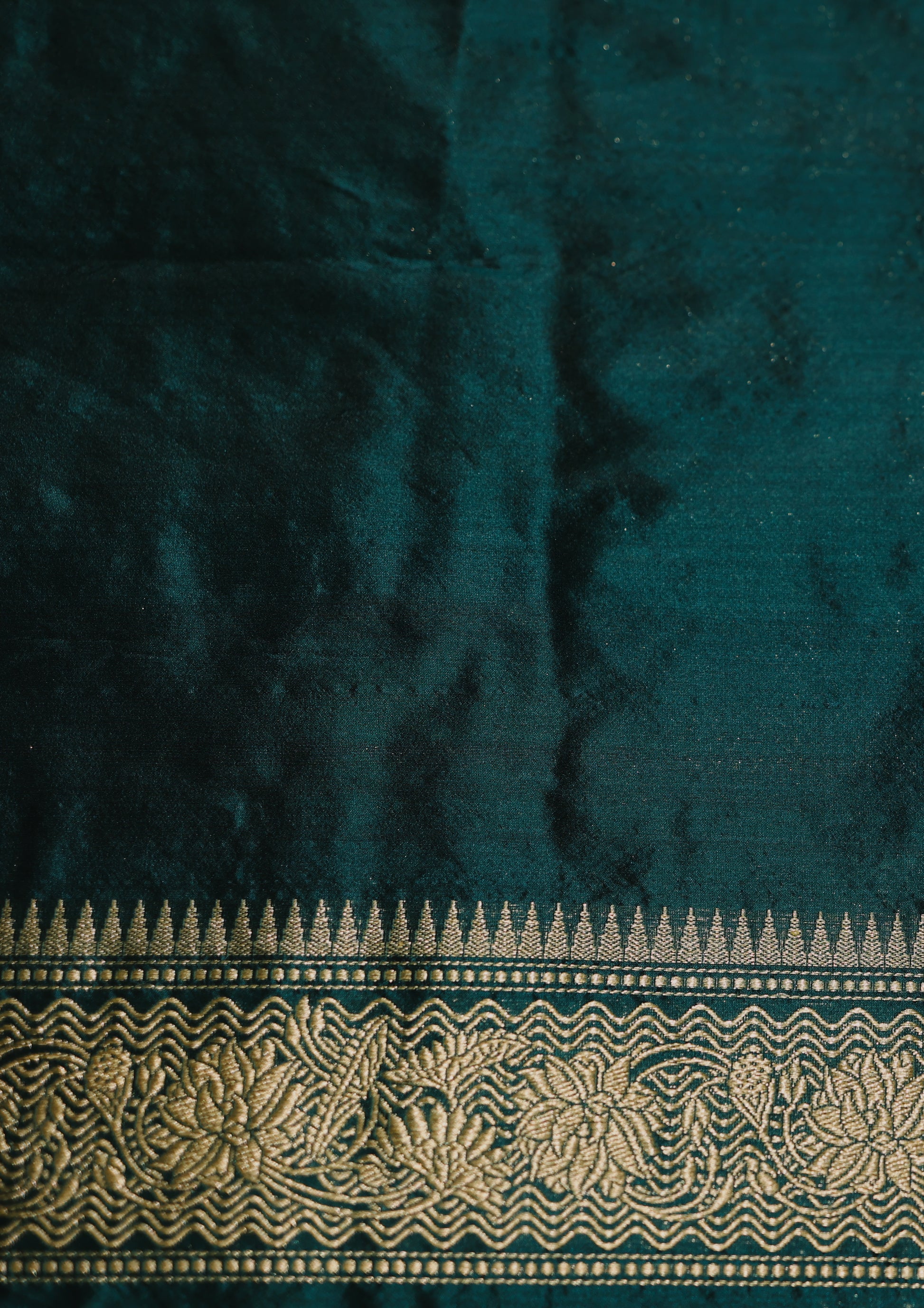 Teal Handwoven Kadwa Katan Pure Silk Saree