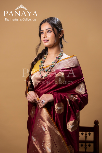 Katan Silk With Royal Buta With Gold And Silver Zari Work