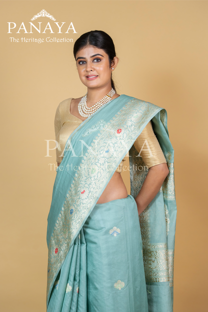 Kora Silk With Meenakari Buti Work