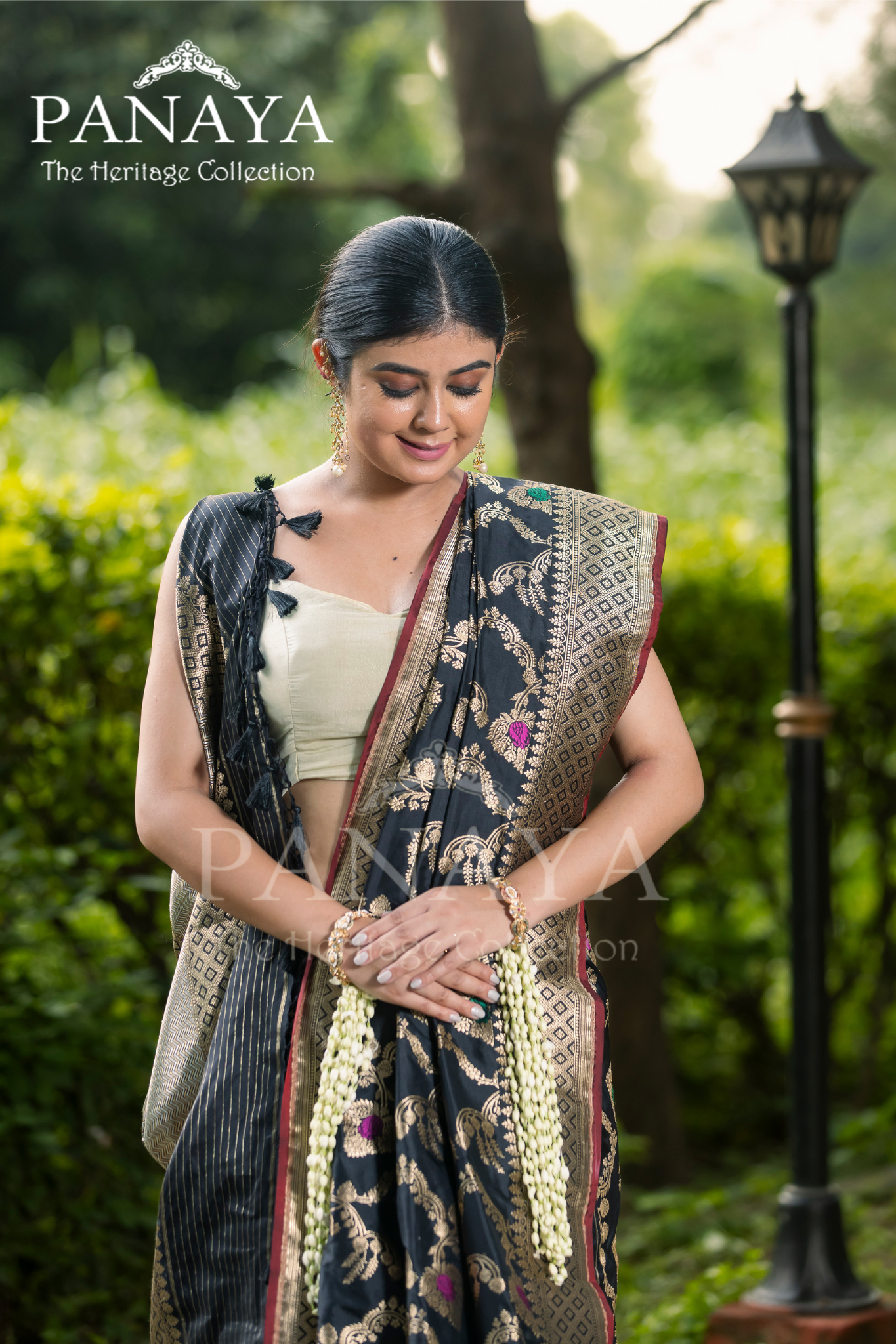 Handloom Katan Silk With Zaal Design Meenakari Work Banarsi Anchal And Border