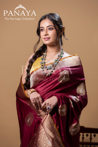Katan Silk With Royal Buta With Gold And Silver Zari Work