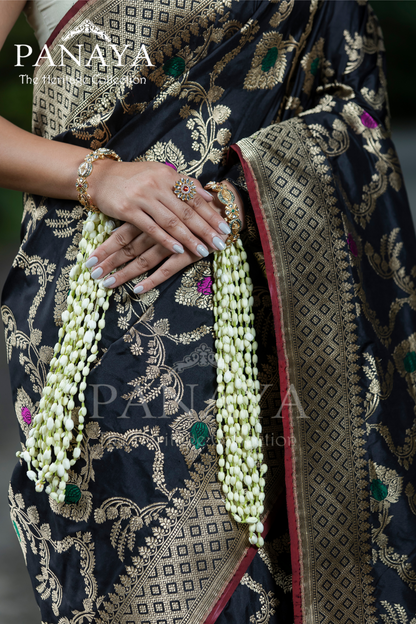 Handloom Katan Silk With Zaal Design Meenakari Work Banarsi Anchal And Border