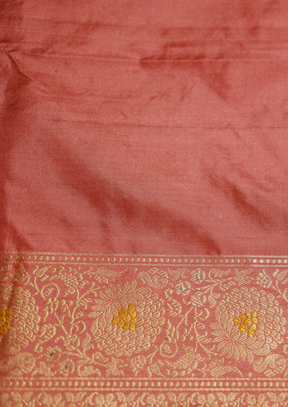 Pink Katan Pure Silk Handwoven Saree - Panaya 