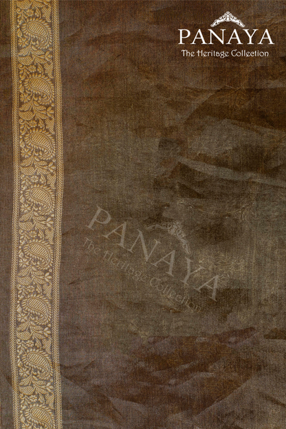 Tissue Silk Zaal Design With Gold Zari And Kairi Anchal