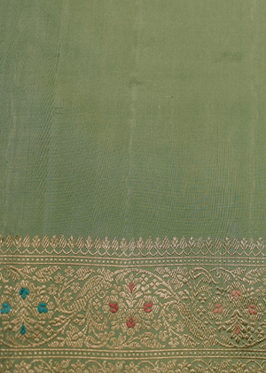 Lime Green Katan Silk Saree — Kadwa Jaal