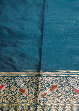 Peacock Color Katan Silk Saree