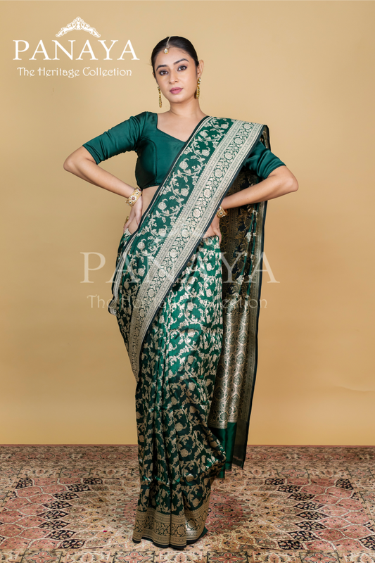 Banarasi Floral Zaal Work With Banarsi Anchal And Border
