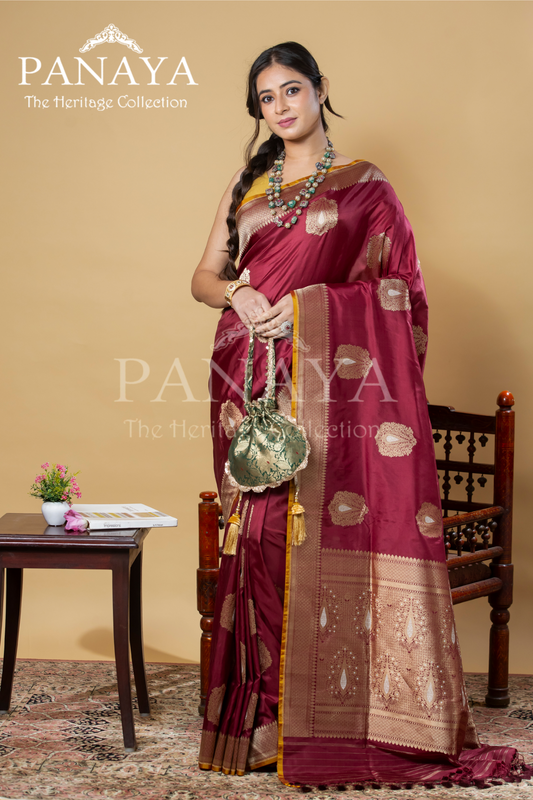 Katan Silk With Royal Buta With Gold And Silver Zari Work