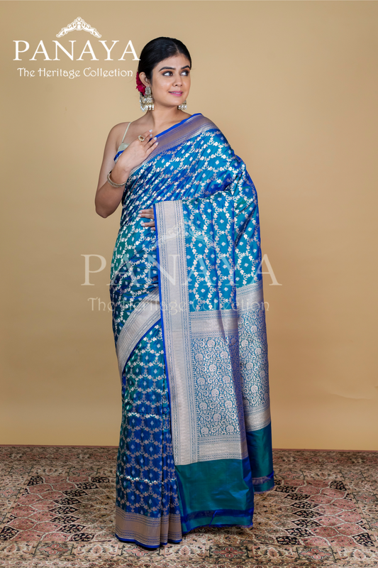 Katan Silk Zaal Design With Sona Rupa Work With Banarasi Border And Anchal