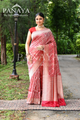Saree Katan Silk Handwoven with Banrasi Aanchal & Border with Gold & Silver Meenedar Jaal Design