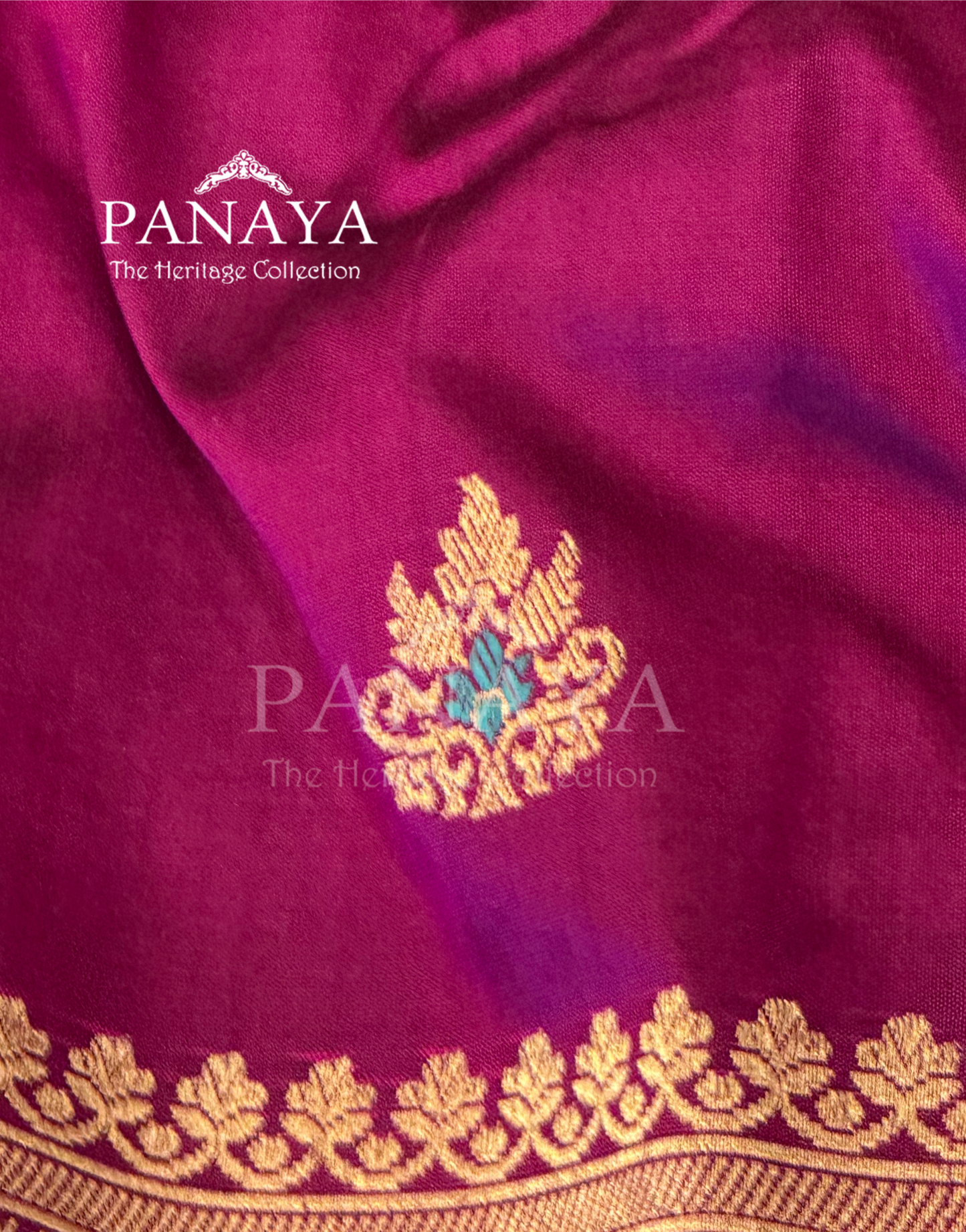 Saree Katan Silk with banarasi aanchal & Border with meenedar Booti Design