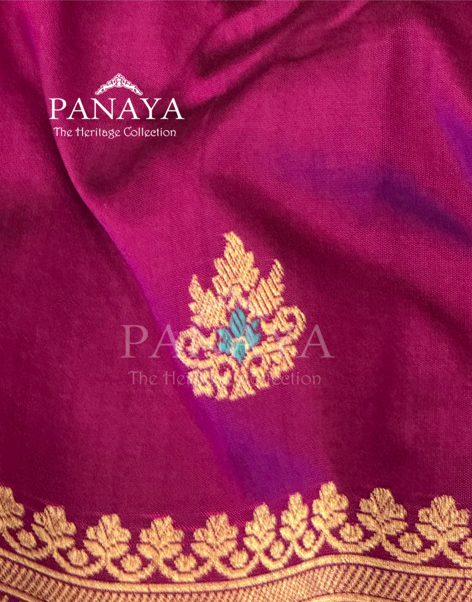 Saree Katan Silk with banarasi aanchal & Border with meenedar Booti Design