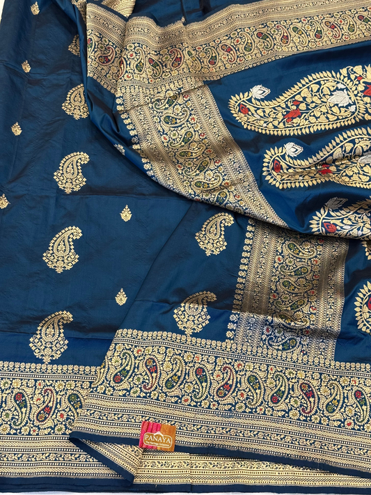Saree Katan Silk with Meenedarr Banarasi Aanchal & Border with Gold Zari Carry Boota