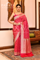 Saree Katan Silk Handwoven with Banrasi Aanchal & Border with Gold & Silver  Jaal Design