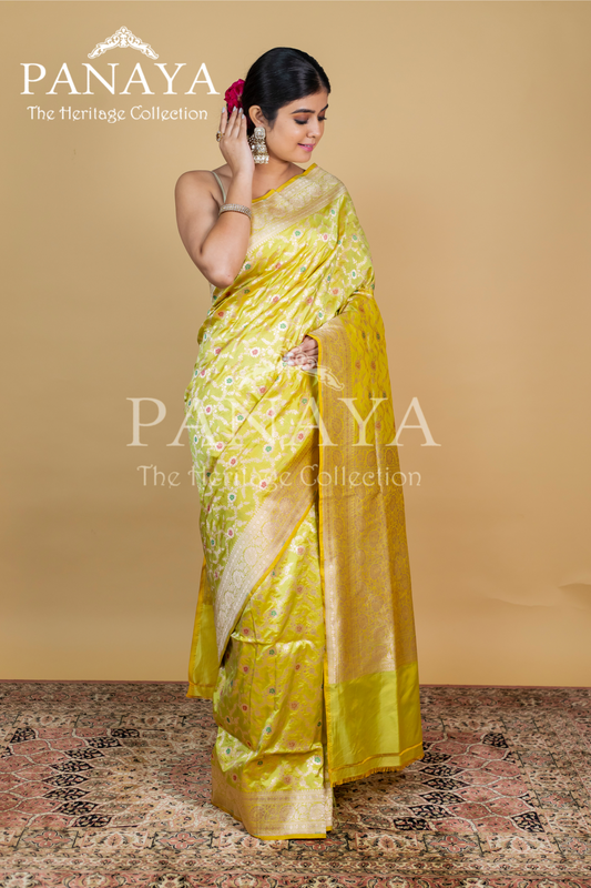 Katan silk zaal design with meenakari work