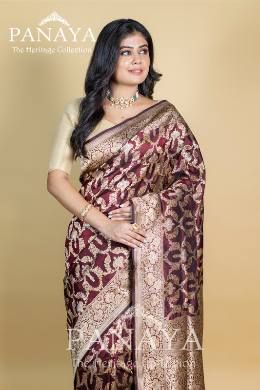 Handloom Cutwork Zaal Design With Meenakari Work