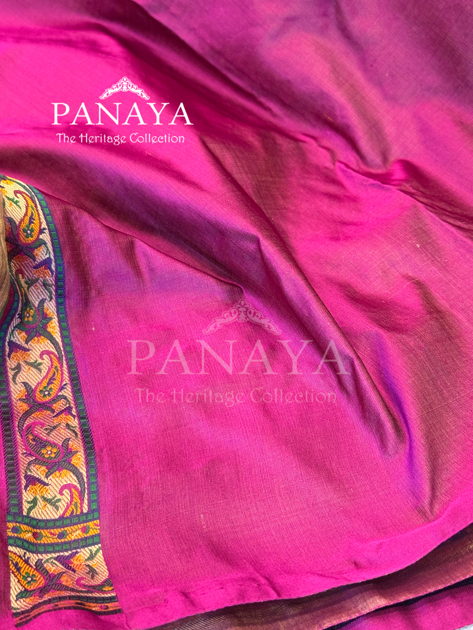 Saree Katan Silk None Paisely Jamewar Saree with banarasi Aanchal & Border with Multi Resham Work