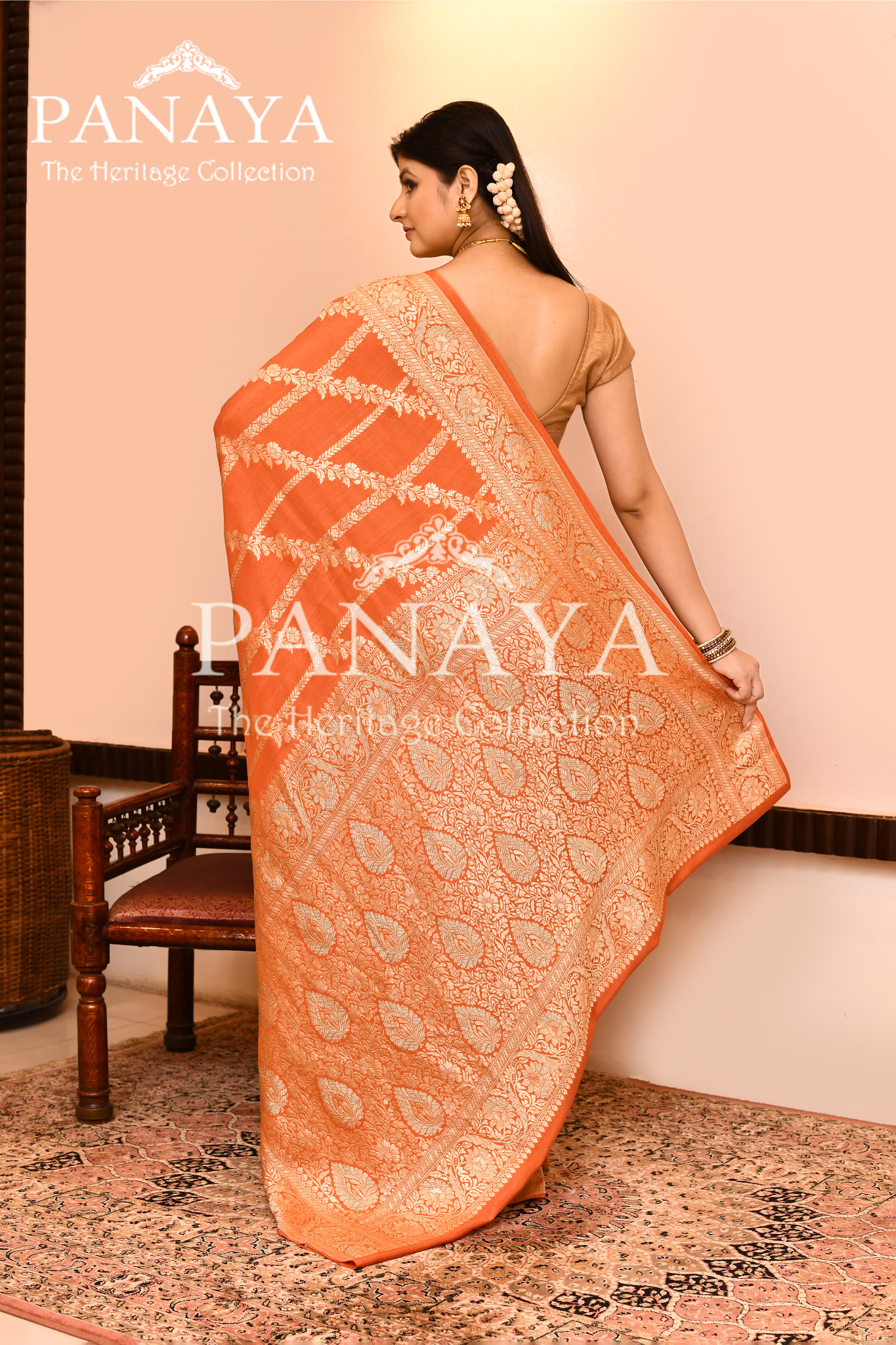 Saree Munga Silk Semi Handloom with Jaal Design with Banarasi aanchal & Border
