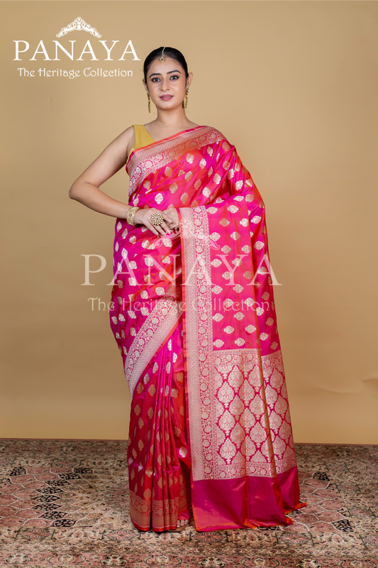 Handloom Cut Work Banarasi Buti Saree With Banarsi Border And Anchal