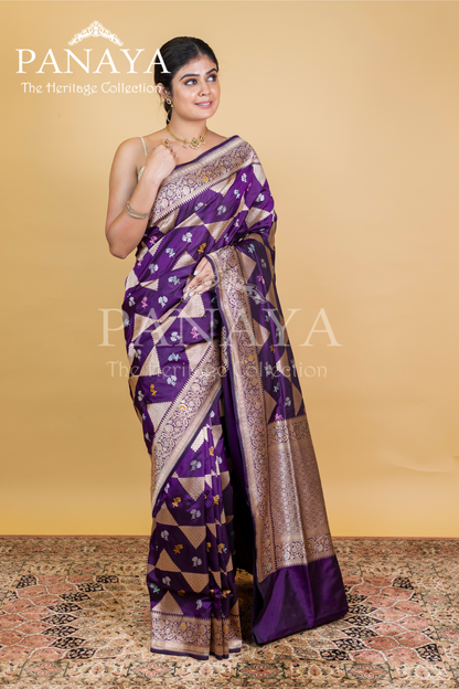 Katan Silk Meenakari Buti With Triangular Work