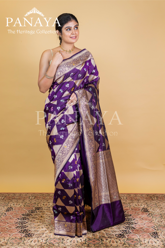 Katan Silk Meenakari Buti With Triangular Work