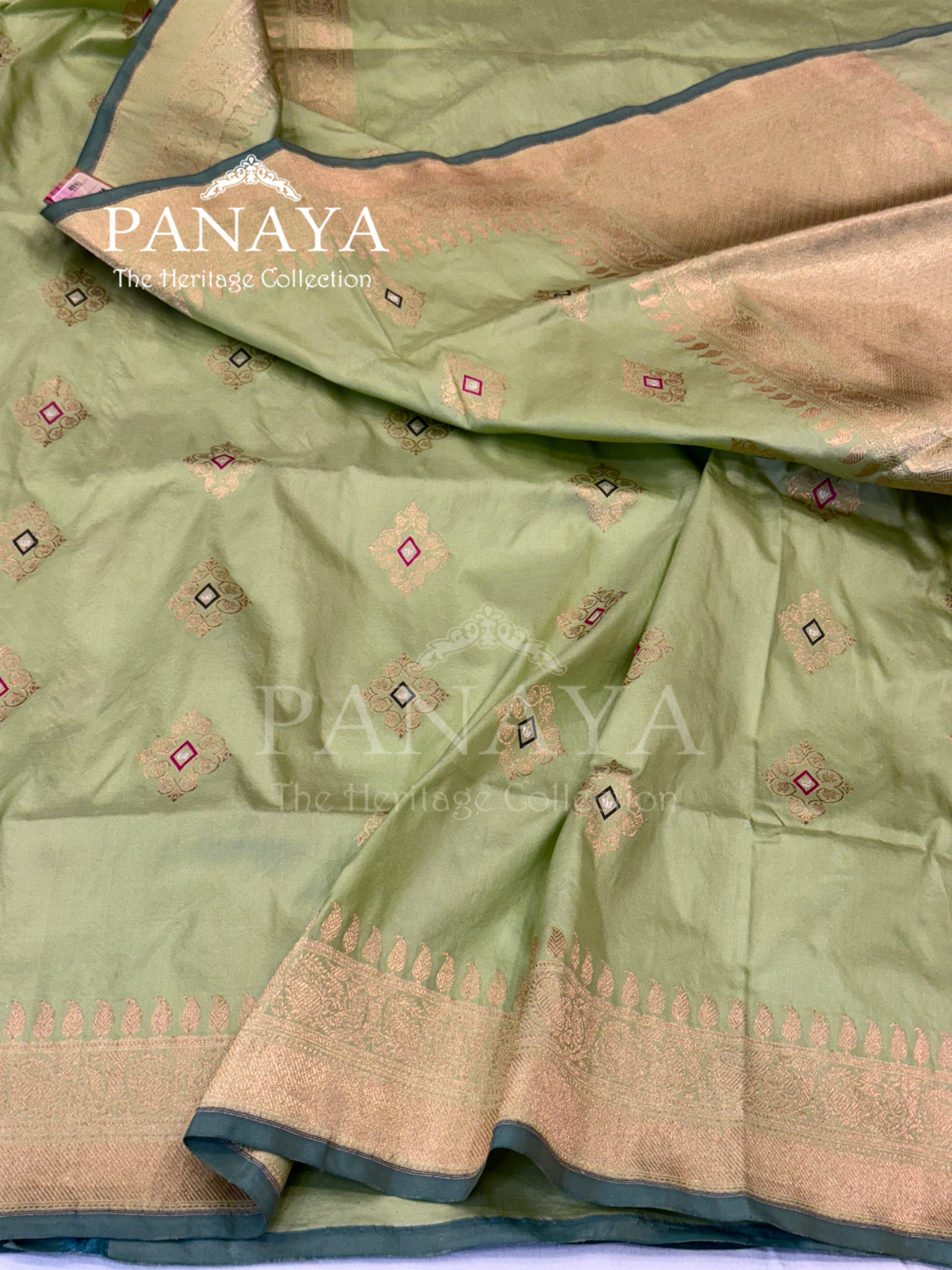 Saree Katan Silk with banarasi aanchal & Border with meenedar Boota Design