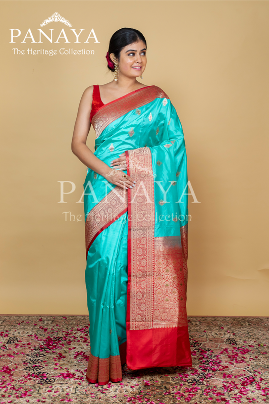Banarasi Border And Anchal With Meenakari Work And Buti
