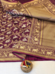 Saree Katan Silk Shikargah Design with Banarasi aanchal & Border with gold & Silver Zari Work