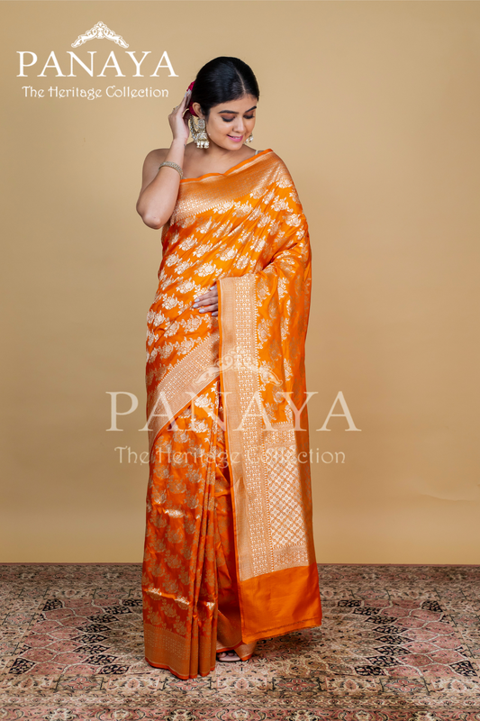 Handloom Cut Work Banarasi Border And Anchal Zaal Design