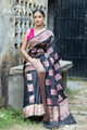 Handloom Katan Silk With Square Heritage Buta Zari Resham Meenakari Work