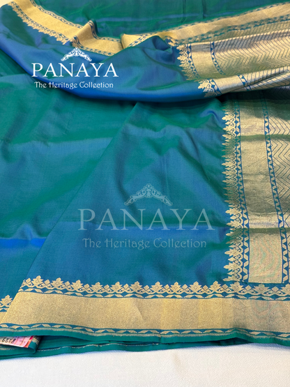 Saree Katan Silk Plain Saree with Banarasi Aanchal, Border