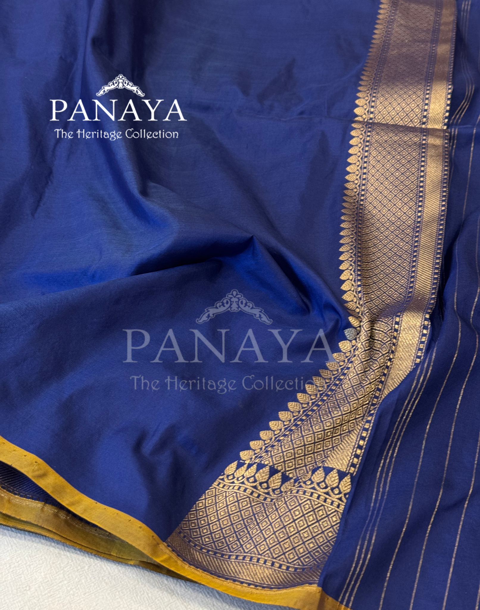 Saree Katan Silk Banarasi Aanchal Border with Gold & Silver Zari Antique Boota Design